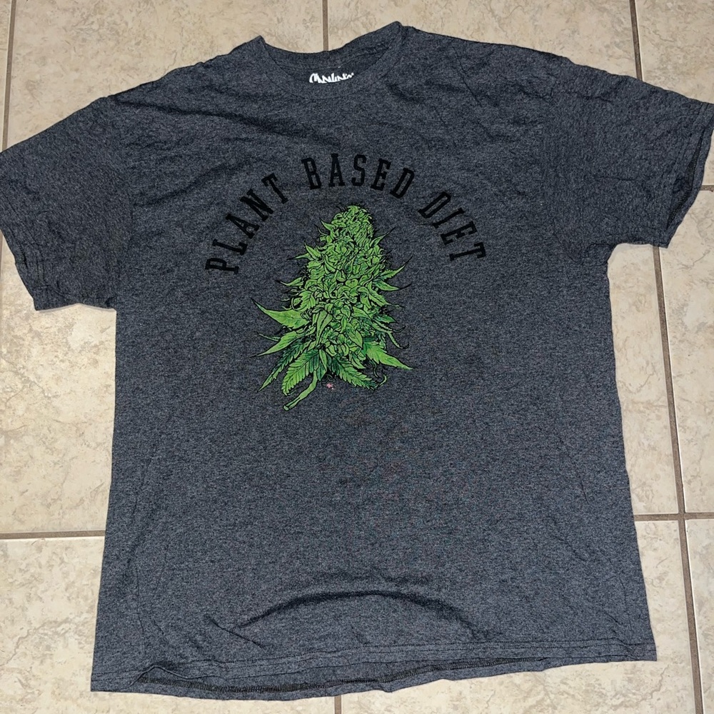 Gray T-Shirt with Green Graphic